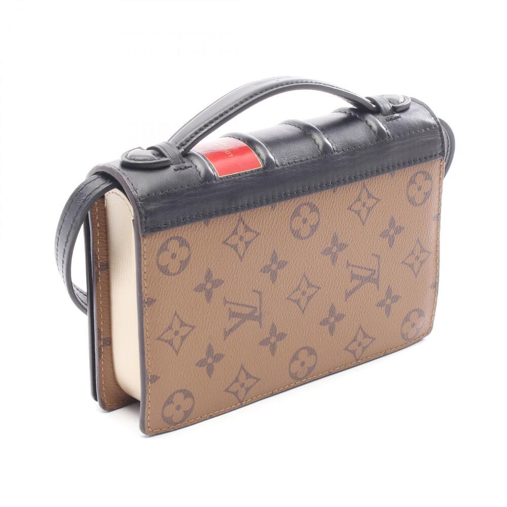 Louis Vuitton Book Wallet Shoulder Bag Leather Monogram Reverse Brown Black